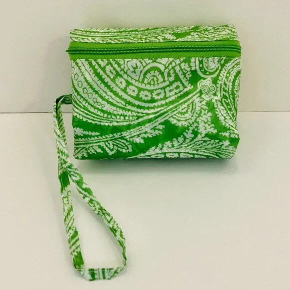 NWOT SACHI Insulated Foldable Market Tote Bag with Pouch Zip Green Paisley - Picture 12 of 16